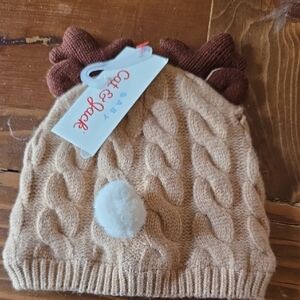 Cat & Jack Tan Knit Hat with Brown Ears